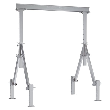 Vestil Aluminum Adjustable Height Gantry Crane w/Adjustable Leveling Option 8 ft. x 8 ft. 2K Silver AHA-2-8-8-ALO